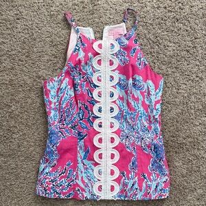 Lilly Pulitzer Vibrant Pink and Blue Sleeveless Top